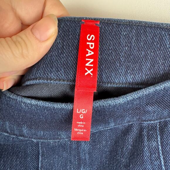 Spanx Womens Jean-ish Pull On Ankle Leggings Twilight Rinse Sz L | Stretch Denim - Picture 9 of 16